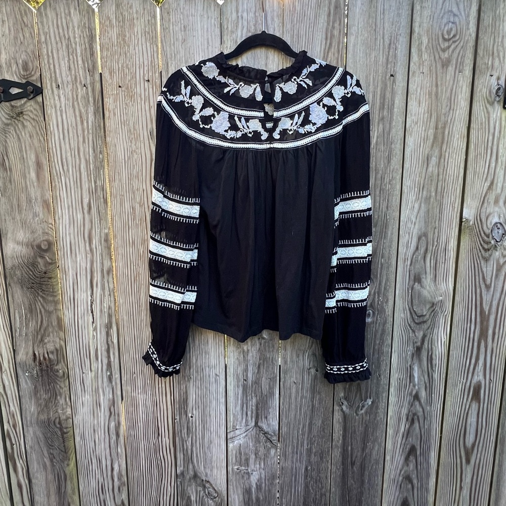 Maeve By Anthropologie Embroidered Lace Boho Peasant Top Sz Small - Picture 14 of 16